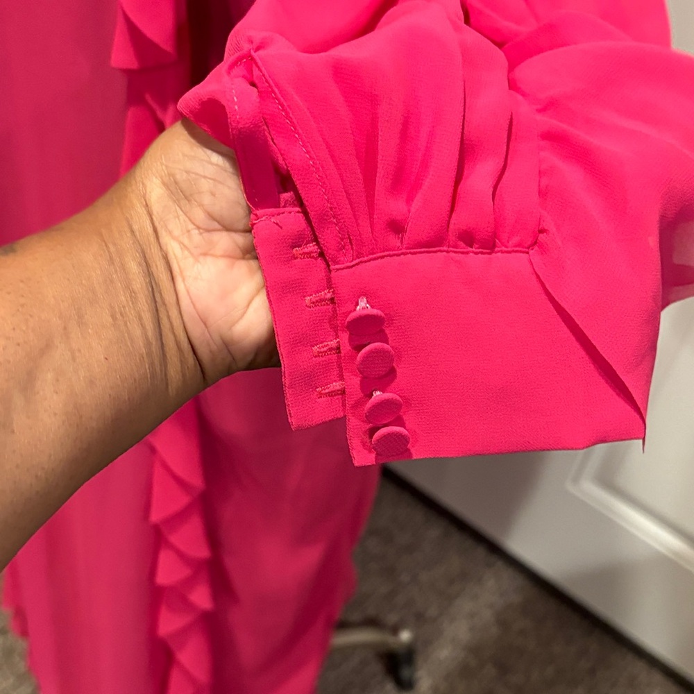 Eloquii Sheer Pink Ruffled Dress - Picture 4 of 8